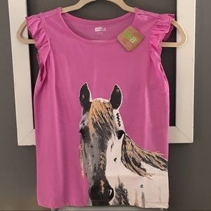 Crazy 8 Girls flutter sleeve horse top